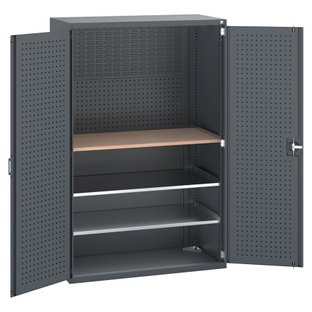 40022090 - Armoire CUBIO SMF-13620 - Mini atelier Portes Perfo, 2 Tablettes - LxPxH 1300x650x2000mm - Full Gris Anthracite RAL 7016 40022090 - Armoire CUBIO SMF-13620 - Mini atelier Portes Perfo, 2 Tablettes - LxPxH 1300x650x2000mm - Full Gris Anthracite RAL 7016