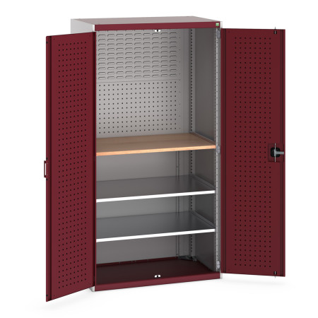 40021163 - Armoire CUBIO SMF-10620-138 - Mini atelier Portes Perfo, 2 Tablettes - LxPxH 1050x650x2000mm - Rouge Pourpre RAL 3004 40021163 - Armoire CUBIO SMF-10620-138 - Mini atelier Portes Perfo, 2 Tablettes - LxPxH 1050x650x2000mm - Rouge Pourpre RAL 3004