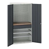 16926570 - VERSO Armoire mini atelier - 2 Tablettes, 1 Tiroir, 1 habillage, 1 plateau - LxPxH 1050x550x2000mm - Gris Anthracite RAL 7016 16926570 - VERSO Armoire mini atelier - 2 Tablettes, 1 Tiroir, 1 habillage, 1 plateau - LxPxH 1050x550x2000mm - Gris Anthracite RAL 7016