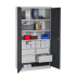 Armoire Haute Equipée - 16 Tiroirs, 7 Etagères - LxPxH 1000x500x1950 mm - Caisson et Ossature Gris Clair RAL 7035 - Façade Gris Anthracite RAL 7016 Armoire Haute Equipée - 16 Tiroirs, 7 Etagères - LxPxH 1000x500x1950 mm - Caisson et Ossature Gris Clair RAL 7035 - Façade Gris Anthracite RAL 7016