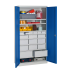 Armoire Haute Equipée - 17 Tiroirs, 8 Etagères - LxPxH 1000x500x1950 mm - Caisson et Ossature Gris Clair RAL 7035 - Façade Bleu Industrie 5015 Armoire Haute Equipée - 17 Tiroirs, 8 Etagères - LxPxH 1000x500x1950 mm - Caisson et Ossature Gris Clair RAL 7035 - Façade Bleu Industrie 5015