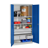 Armoire Haute Equipée - 5 Tiroirs, 5 Etagères - LxPxH 1000x500x1950 mm - Caisson et Ossature Gris Clair RAL 7035 - Façade Bleu Industrie 5015 Armoire Haute Equipée - 5 Tiroirs, 5 Etagères - LxPxH 1000x500x1950 mm - Caisson et Ossature Gris Clair RAL 7035 - Façade Bleu Industrie 5015