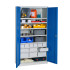 Armoire Haute Equipée - 12 Tiroirs, 8 Etagères - LxPxH 1000x500x1950 mm - Caisson et Ossature Gris Clair RAL 7035 - Façade Bleu Industrie 5015 Armoire Haute Equipée - 12 Tiroirs, 8 Etagères - LxPxH 1000x500x1950 mm - Caisson et Ossature Gris Clair RAL 7035 - Façade Bleu Industrie 5015