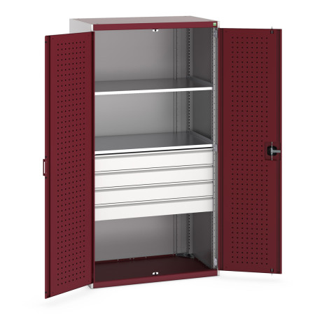 40021108 - Armoire CUBIO SMF-10620-21 - Portes Perfo, 4 Tiroirs, 2 Tablettes - LxPxH 1050x650x2000mm - Rouge Pourpre RAL 3004 40021108 - Armoire CUBIO SMF-10620-21 - Portes Perfo, 4 Tiroirs, 2 Tablettes - LxPxH 1050x650x2000mm - Rouge Pourpre RAL 3004