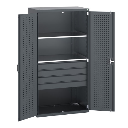 40021108 - Armoire CUBIO SMF-10620-21 - Portes Perfo, 4 Tiroirs, 2 Tablettes - LxPxH 1050x650x2000mm - Full Gris Anthracite RAL 7016 40021108 - Armoire CUBIO SMF-10620-21 - Portes Perfo, 4 Tiroirs, 2 Tablettes - LxPxH 1050x650x2000mm - Full Gris Anthracite RAL 7016