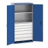 40021113 - Armoire CUBIO SMF-10620-114 - Portes Perfo, 6 Tiroirs, 2 Tablettes - LxPxH 1050x650x2000mm - Bleu Gentiane RAL 5010 40021113 - Armoire CUBIO SMF-10620-114 - Portes Perfo, 6 Tiroirs, 2 Tablettes - LxPxH 1050x650x2000mm - Bleu Gentiane RAL 5010