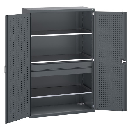 40022139 - CUBIO Armoire SMF 13620-116 - Avec 2 Tiroirs, 3 Tablettes - LxPxH 1300x650x2000mm - Full Gris Anthracite RAL 7016 40022139 - CUBIO Armoire SMF 13620-116 - Avec 2 Tiroirs, 3 Tablettes - LxPxH 1300x650x2000mm - Full Gris Anthracite RAL 7016