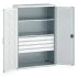 40022088 - Armoire CUBIO SMF-13620 - Avec Portes Perfo, 4 Tiroirs, 2 Tablettes - LxPxH 1300x650x2000mm - Gris Clair RAL 7035 40022088 - Armoire CUBIO SMF-13620 - Avec Portes Perfo, 4 Tiroirs, 2 Tablettes - LxPxH 1300x650x2000mm - Gris Clair RAL 7035