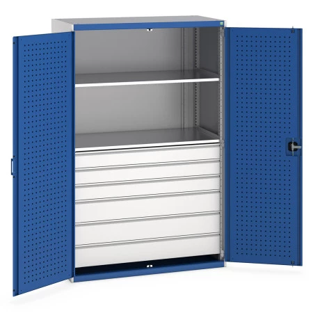 40022141 - CUBIO Armoire SMF 13620-117 - Avec 6 Tiroirs, 2 Tablettes - LxPxH 1300x650x2000mm - Bleu Gentiane RAL 5010 40022141 - CUBIO Armoire SMF 13620-117 - Avec 6 Tiroirs, 2 Tablettes - LxPxH 1300x650x2000mm - Bleu Gentiane RAL 5010