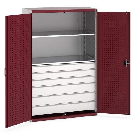 40022141 - CUBIO Armoire SMF 13620-117 - Avec 6 Tiroirs, 2 Tablettes - LxPxH 1300x650x2000mm - Rouge Pourpre RAL 3004 40022141 - CUBIO Armoire SMF 13620-117 - Avec 6 Tiroirs, 2 Tablettes - LxPxH 1300x650x2000mm - Rouge Pourpre RAL 3004