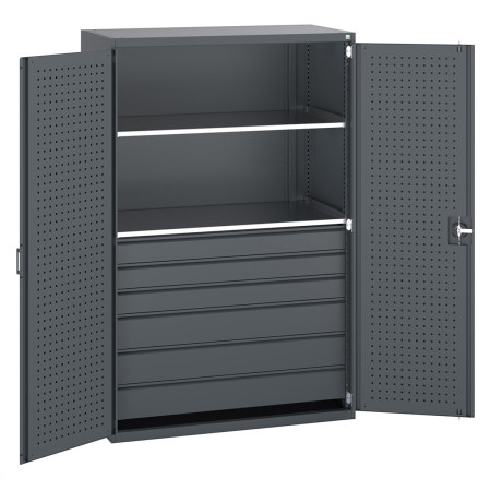 40022141 - CUBIO Armoire SMF 13620-117 - Avec 6 Tiroirs, 2 Tablettes - LxPxH 1300x650x2000mm - Full Gris Anthracite RAL 7016 40022141 - CUBIO Armoire SMF 13620-117 - Avec 6 Tiroirs, 2 Tablettes - LxPxH 1300x650x2000mm - Full Gris Anthracite RAL 7016