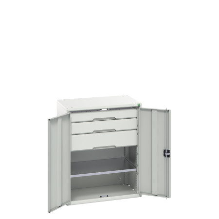 16926454 - VERSO Armoire Polyvalente - Avec 1 Tablette, 3 Tiroirs - LxPxH 800x550x1000mm - Gris Clair RAL 7035 16926454 - VERSO Armoire Polyvalente - Avec 1 Tablette, 3 Tiroirs - LxPxH 800x550x1000mm - Gris Clair RAL 7035