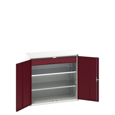 16926552 - VERSO Armoire Polyvalente - Avec 2 Tablettes, 1 Tiroir - LxPxH 1050x550x1000mm - Rouge Pourpre RAL 3004 16926552 - VERSO Armoire Polyvalente - Avec 2 Tablettes, 1 Tiroir - LxPxH 1050x550x1000mm - Rouge Pourpre RAL 3004