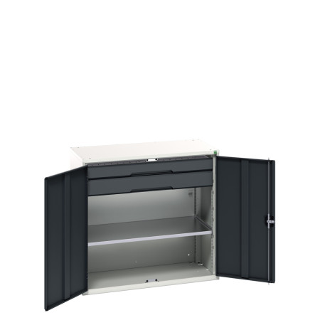 16926553 - VERSO Armoire Polyvalente - Avec 1 Tablette, 2 Tiroirs - LxPxH 1050x550x1000mm - Gris Anthracite RAL 7016 16926553 - VERSO Armoire Polyvalente - Avec 1 Tablette, 2 Tiroirs - LxPxH 1050x550x1000mm - Gris Anthracite RAL 7016