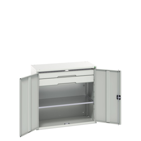 16926553 - VERSO Armoire Polyvalente - Avec 1 Tablette, 2 Tiroirs - LxPxH 1050x550x1000mm - Gris Clair RAL 7035 16926553 - VERSO Armoire Polyvalente - Avec 1 Tablette, 2 Tiroirs - LxPxH 1050x550x1000mm - Gris Clair RAL 7035