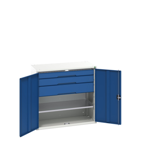 16926554 - VERSO Armoire Polyvalente - Avec 1 Tablette, 3 Tiroirs - LxPxH 1050x550x1000mm - Bleu Gentiane RAL 5010 16926554 - VERSO Armoire Polyvalente - Avec 1 Tablette, 3 Tiroirs - LxPxH 1050x550x1000mm - Bleu Gentiane RAL 5010