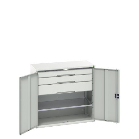 16926554 - VERSO Armoire Polyvalente - Avec 1 Tablette, 3 Tiroirs - LxPxH 1050x550x1000mm - Gris Clair RAL 7035 16926554 - VERSO Armoire Polyvalente - Avec 1 Tablette, 3 Tiroirs - LxPxH 1050x550x1000mm - Gris Clair RAL 7035