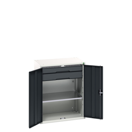 16926453 - VERSO Armoire Polyvalente - Avec 1 Tablette, 2 Tiroirs - LxPxH 800x550x1000mm - Gris Anthracite RAL 7016 16926453 - VERSO Armoire Polyvalente - Avec 1 Tablette, 2 Tiroirs - LxPxH 800x550x1000mm - Gris Anthracite RAL 7016