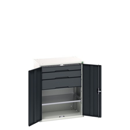 16926454 - VERSO Armoire Polyvalente - Avec 1 Tablette, 3 Tiroirs - LxPxH 800x550x1000mm - Gris Anthracite RAL 7016 16926454 - VERSO Armoire Polyvalente - Avec 1 Tablette, 3 Tiroirs - LxPxH 800x550x1000mm - Gris Anthracite RAL 7016