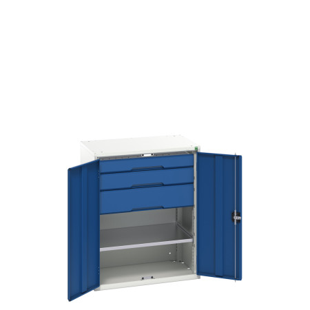 16926454 - VERSO Armoire Polyvalente - Avec 1 Tablette, 3 Tiroirs - LxPxH 800x550x1000mm - Bleu Gentiane RAL 5010 16926454 - VERSO Armoire Polyvalente - Avec 1 Tablette, 3 Tiroirs - LxPxH 800x550x1000mm - Bleu Gentiane RAL 5010