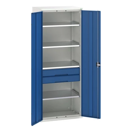 16926455 - VERSO Armoire Polyvalente - Avec 4 Tablettes, 2 Tiroirs - LxPxH 800x550x2000mm - Bleu Gentiane RAL 5010 16926455 - VERSO Armoire Polyvalente - Avec 4 Tablettes, 2 Tiroirs - LxPxH 800x550x2000mm - Bleu Gentiane RAL 5010