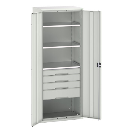 16926457 - VERSO Armoire Polyvalente - Avec 3 Tablettes, 4 Tiroirs - LxPxH 800x550x2000mm - Gris Clair RAL 7035 16926457 - VERSO Armoire Polyvalente - Avec 3 Tablettes, 4 Tiroirs - LxPxH 800x550x2000mm - Gris Clair RAL 7035