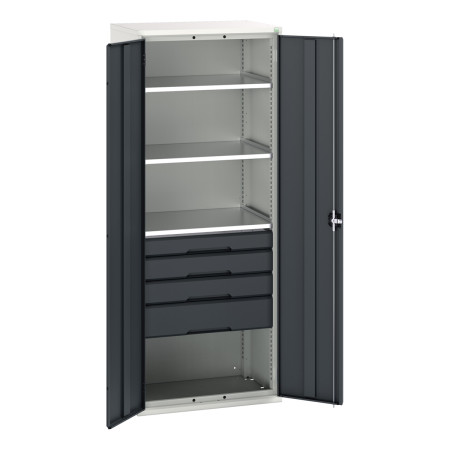 16926457 - VERSO Armoire Polyvalente - Avec 3 Tablettes, 4 Tiroirs - LxPxH 800x550x2000mm - Gris Anthracite RAL 7016 16926457 - VERSO Armoire Polyvalente - Avec 3 Tablettes, 4 Tiroirs - LxPxH 800x550x2000mm - Gris Anthracite RAL 7016