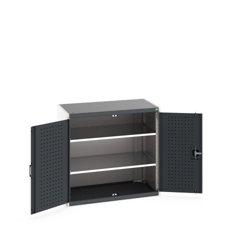 40021095 - Armoire CUBIO SMLF 10610-11 - Avec Portes Perfo et 2 Tablettes - LxPxH 1050x650x1000mm - Gris Anthracite RAL 7016 40021095 - Armoire CUBIO SMLF 10610-11 - Avec Portes Perfo et 2 Tablettes - LxPxH 1050x650x1000mm - Gris Anthracite RAL 7016