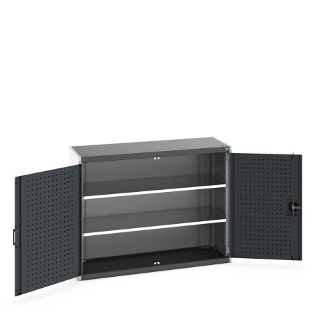 40014047 - Armoire CUBIO SMF-13510-11 - Avec Portes Perfo et 2 Tablettes - LxPxH 1300x525x1000mm - Gris Anthracite RAL 7016 40014047 - Armoire CUBIO SMF-13510-11 - Avec Portes Perfo et 2 Tablettes - LxPxH 1300x525x1000mm - Gris Anthracite RAL 7016