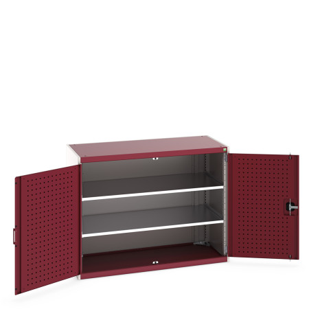 40022047 - Armoire CUBIO SMF-13610-11 - Avec Portes Perfo et 2 Tablettes - LxPxH 1300x650x1000mm - Rouge Pourpre RAL 3004 40022047 - Armoire CUBIO SMF-13610-11 - Avec Portes Perfo et 2 Tablettes - LxPxH 1300x650x1000mm - Rouge Pourpre RAL 3004