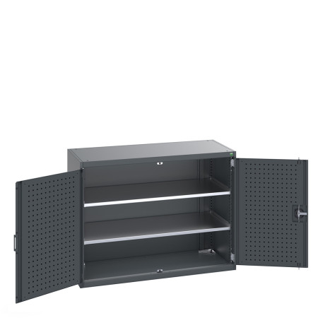 40022047 - Armoire CUBIO SMF-13610-11 - Avec Portes Perfo et 2 Tablettes - LxPxH 1300x650x1000mm - Full Gris Anthracite RAL 7016 40022047 - Armoire CUBIO SMF-13610-11 - Avec Portes Perfo et 2 Tablettes - LxPxH 1300x650x1000mm - Full Gris Anthracite RAL 7016