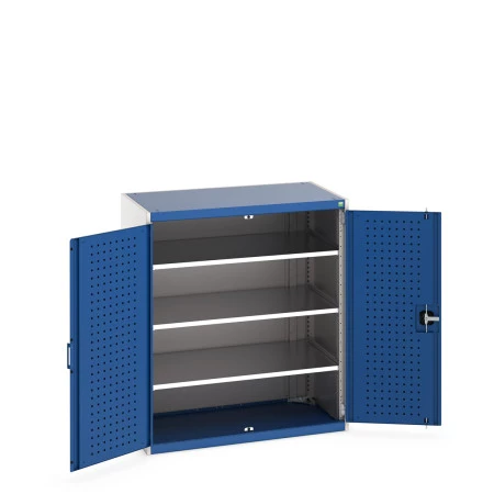 40021096 - Armoire CUBIO SMLF 10610-11 - Avec Portes Perfo et 3 Tablettes - LxPxH 1050x650x1200mm - Bleu Gentiane RAL 5010 40021096 - Armoire CUBIO SMLF 10610-11 - Avec Portes Perfo et 3 Tablettes - LxPxH 1050x650x1200mm - Bleu Gentiane RAL 5010