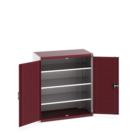 40021096 - Armoire CUBIO SMLF 10610-11 - Avec Portes Perfo et 3 Tablettes - LxPxH 1050x650x1200mm - Rouge Pourpre RAL 3004 40021096 - Armoire CUBIO SMLF 10610-11 - Avec Portes Perfo et 3 Tablettes - LxPxH 1050x650x1200mm - Rouge Pourpre RAL 3004