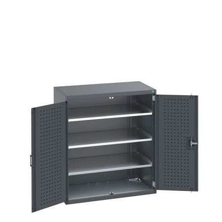 40021096 - Armoire CUBIO SMLF 10610-11 - Avec Portes Perfo et 3 Tablettes - LxPxH 1050x650x1200mm - Full Gris Anthracite RAL 7016 40021096 - Armoire CUBIO SMLF 10610-11 - Avec Portes Perfo et 3 Tablettes - LxPxH 1050x650x1200mm - Full Gris Anthracite RAL 7016