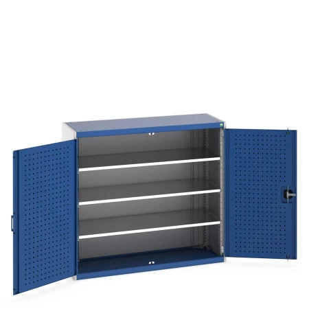 40014048 - Armoire CUBIO SMF-13512-11 - Avec Portes Perfo et 3 Tablettes - LxPxH 1300x525x1200mm - Bleu Gentiane RAL 5010 40014048 - Armoire CUBIO SMF-13512-11 - Avec Portes Perfo et 3 Tablettes - LxPxH 1300x525x1200mm - Bleu Gentiane RAL 5010