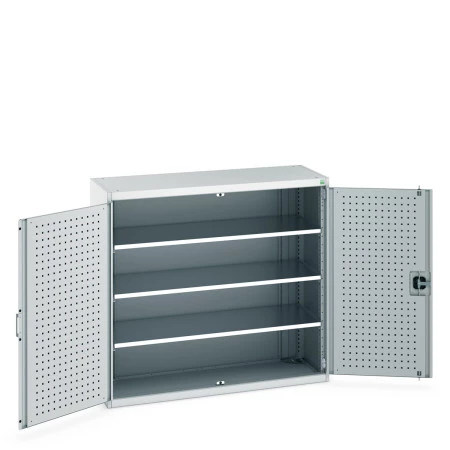 40014048 - Armoire CUBIO SMF-13512-11 - Avec Portes Perfo et 3 Tablettes - LxPxH 1300x525x1200mm - Gris Clair RAL 7035 40014048 - Armoire CUBIO SMF-13512-11 - Avec Portes Perfo et 3 Tablettes - LxPxH 1300x525x1200mm - Gris Clair RAL 7035