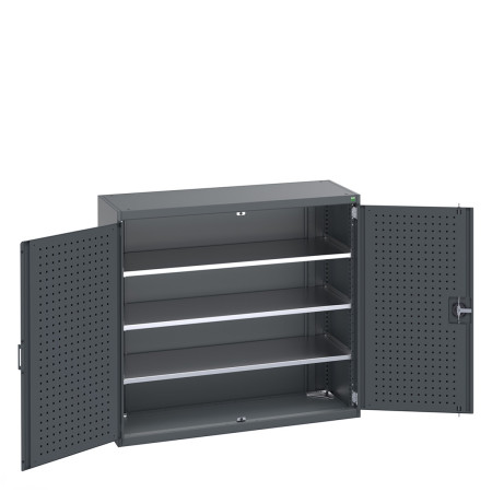 40014048 - Armoire CUBIO SMF-13512-11 - Avec Portes Perfo et 3 Tablettes - LxPxH 1300x525x1200mm - Full Gris Anthracite RAL 7016 40014048 - Armoire CUBIO SMF-13512-11 - Avec Portes Perfo et 3 Tablettes - LxPxH 1300x525x1200mm - Full Gris Anthracite RAL 7016