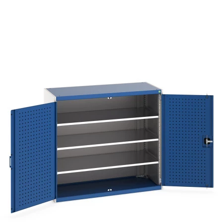 40022048 - Armoire CUBIO SMF-13612-11 - Avec Portes Perfo et 3 Tablettes - LxPxH 1300x650x1200mm - Bleu Gentiane RAL 5010 40022048 - Armoire CUBIO SMF-13612-11 - Avec Portes Perfo et 3 Tablettes - LxPxH 1300x650x1200mm - Bleu Gentiane RAL 5010