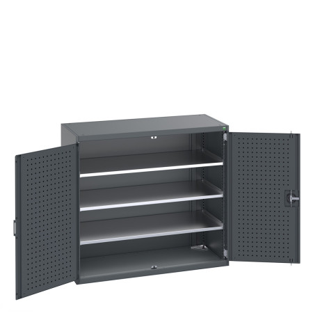 40022048 - Armoire CUBIO SMF-13612-11 - Avec Portes Perfo et 3 Tablettes - LxPxH 1300x650x1200mm - Full Gris Anthracite RAL 7016 40022048 - Armoire CUBIO SMF-13612-11 - Avec Portes Perfo et 3 Tablettes - LxPxH 1300x650x1200mm - Full Gris Anthracite RAL 7016