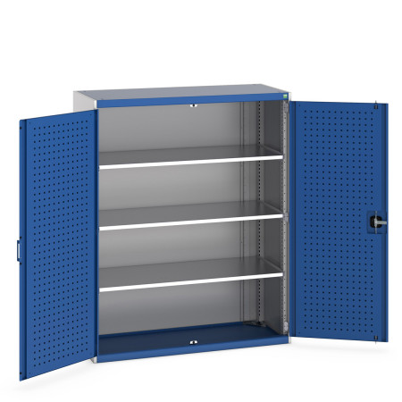 40014050 - Armoire CUBIO SMF-13516-11 - Avec Portes Perfo et 3 Tablettes - LxPxH 1300x525x1600mm - Bleu Gentiane RAL 5010 40014050 - Armoire CUBIO SMF-13516-11 - Avec Portes Perfo et 3 Tablettes - LxPxH 1300x525x1600mm - Bleu Gentiane RAL 5010