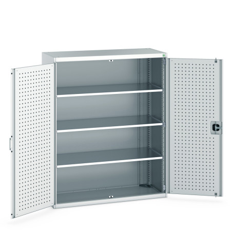 40014050 - Armoire CUBIO SMF-13516-11 - Avec Portes Perfo et 3 Tablettes - LxPxH 1300x525x1600mm - Gris Clair RAL 7035 40014050 - Armoire CUBIO SMF-13516-11 - Avec Portes Perfo et 3 Tablettes - LxPxH 1300x525x1600mm - Gris Clair RAL 7035