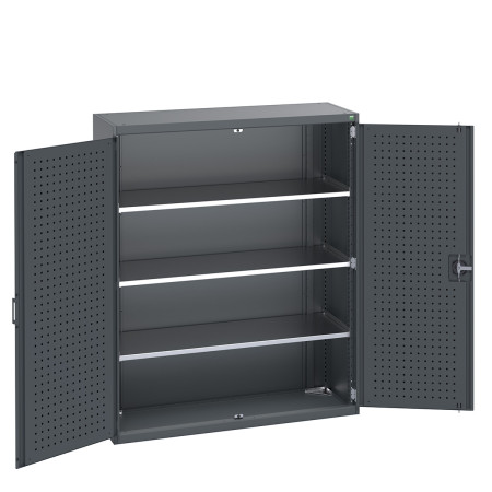 40014050 - Armoire CUBIO SMF-13516-11 - Avec Portes Perfo et 3 Tablettes - LxPxH 1300x525x1600mm - Full Gris Anthracite RAL 7016 40014050 - Armoire CUBIO SMF-13516-11 - Avec Portes Perfo et 3 Tablettes - LxPxH 1300x525x1600mm - Full Gris Anthracite RAL 7016