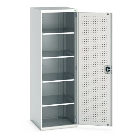 40019125 - Armoire CUBIO SMF-6620-12 - Avec Portes Perfo et 4 Tablettes - LxPxH 650x650x2000mm - Gris Clair RAL 7035 40019125 - Armoire CUBIO SMF-6620-12 - Avec Portes Perfo et 4 Tablettes - LxPxH 650x650x2000mm - Gris Clair RAL 7035