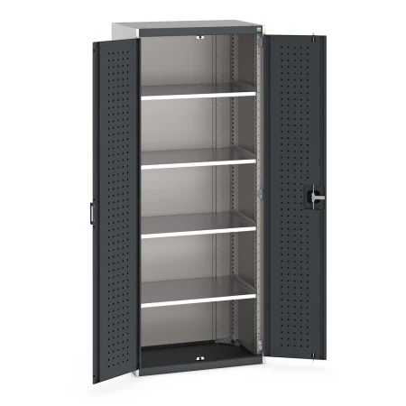 40012084 - Armoire CUBIO SMF-8520-12 - Avec Portes Perfo et 4 Tablettes - LxPxH 800x525x2000mm - Gris Anthracite RAL 7016 40012084 - Armoire CUBIO SMF-8520-12 - Avec Portes Perfo et 4 Tablettes - LxPxH 800x525x2000mm - Gris Anthracite RAL 7016