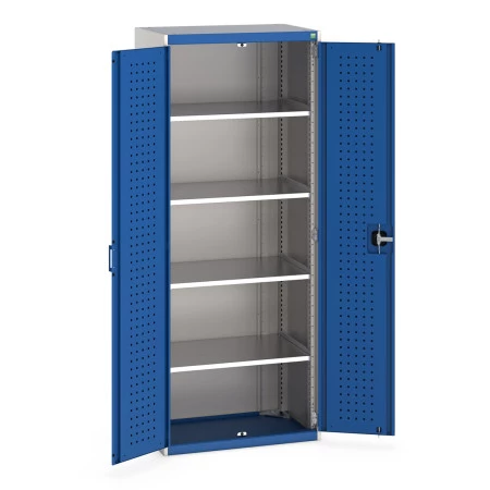 40012084 - Armoire CUBIO SMF-8520-12 - Avec Portes Perfo et 4 Tablettes - LxPxH 800x525x2000mm - Bleu Gentiane RAL 5010 40012084 - Armoire CUBIO SMF-8520-12 - Avec Portes Perfo et 4 Tablettes - LxPxH 800x525x2000mm - Bleu Gentiane RAL 5010