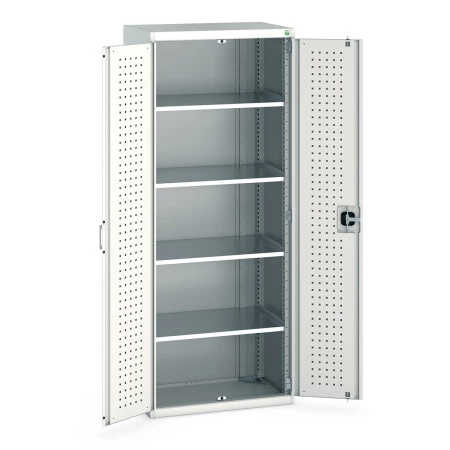 40012084 - Armoire CUBIO SMF-8520-12 - Avec Portes Perfo et 4 Tablettes - LxPxH 800x525x2000mm - Gris Clair RAL 7035 40012084 - Armoire CUBIO SMF-8520-12 - Avec Portes Perfo et 4 Tablettes - LxPxH 800x525x2000mm - Gris Clair RAL 7035