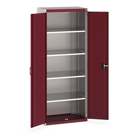 40012084 - Armoire CUBIO SMF-8520-12 - Avec Portes Perfo et 4 Tablettes - LxPxH 800x525x2000mm - Rouge Pourpre RAL 3004 40012084 - Armoire CUBIO SMF-8520-12 - Avec Portes Perfo et 4 Tablettes - LxPxH 800x525x2000mm - Rouge Pourpre RAL 3004