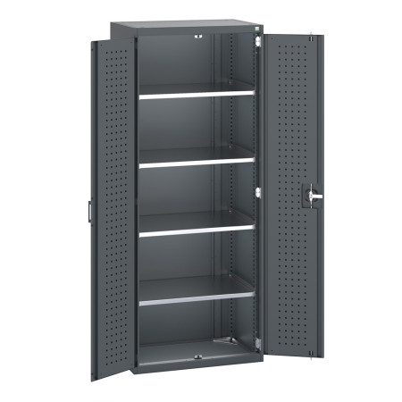 40012084 - Armoire CUBIO SMF-8520-12 - Avec Portes Perfo et 4 Tablettes - LxPxH 800x525x2000mm - Full Gris Anthracite RAL 7016 40012084 - Armoire CUBIO SMF-8520-12 - Avec Portes Perfo et 4 Tablettes - LxPxH 800x525x2000mm - Full Gris Anthracite RAL 7016