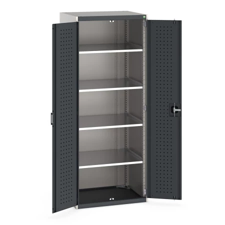 40020117 - Armoire CUBIO SMF-8620-12 - Avec Portes Perfo et 4 Tablettes - LxPxH 800x650x2000mm - Gris Anthracite RAL 7016 40020117 - Armoire CUBIO SMF-8620-12 - Avec Portes Perfo et 4 Tablettes - LxPxH 800x650x2000mm - Gris Anthracite RAL 7016