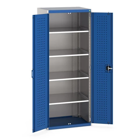 40020117 - Armoire CUBIO SMF-8620-12 - Avec Portes Perfo et 4 Tablettes - LxPxH 800x650x2000mm - Bleu Gentiane RAL 5010 40020117 - Armoire CUBIO SMF-8620-12 - Avec Portes Perfo et 4 Tablettes - LxPxH 800x650x2000mm - Bleu Gentiane RAL 5010